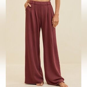 Aerie Wide-Leg Burgundy Pants